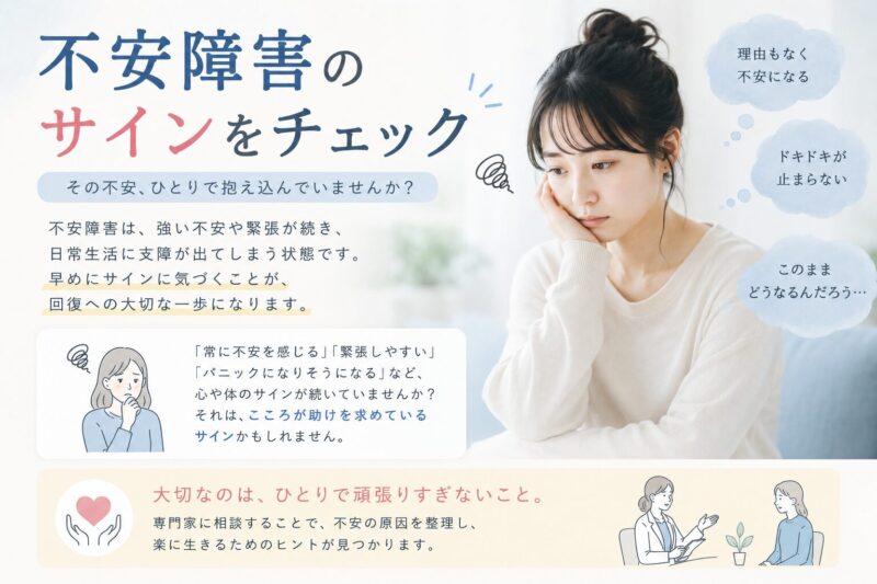 不安や緊張が続く方へ｜不安障害のサインをチェックのアイキャッチ画像