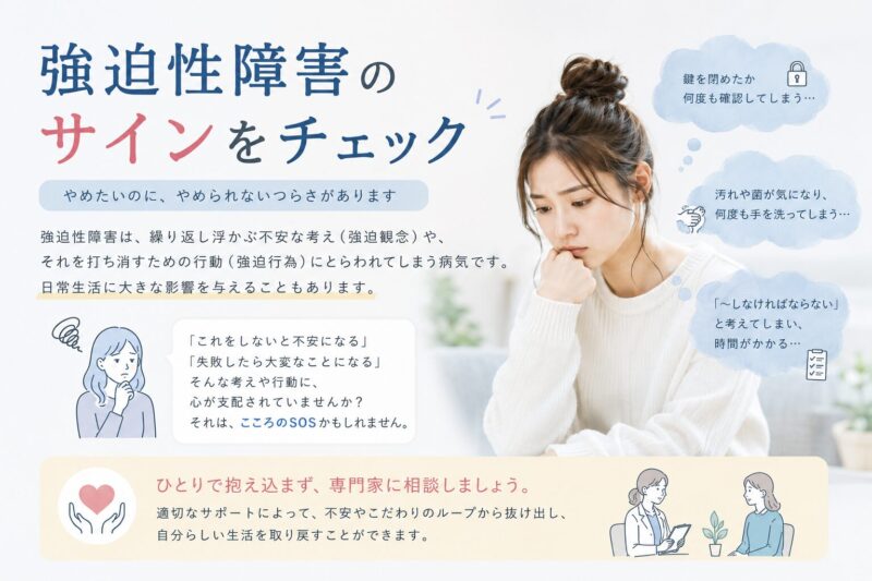 確認や不安がやめられない方へ｜強迫性障害のサインをチェックのアイキャッチ画像