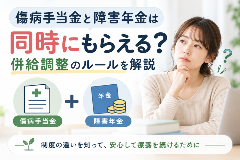 傷病手当金と障害年金は同時にもらえる？併給調整のルールを解説のアイキャッチ画像